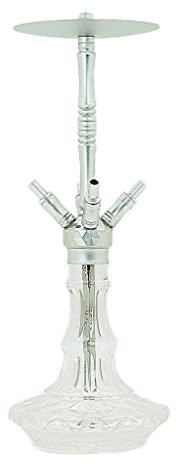 WD Hookah Shisha Wasserpfeife A40A-9 Silver-Clear