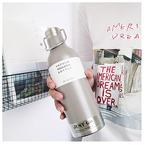 tazza d'acqua sportiva Portable 500ml Bottiglia d'acqua in acciaio inox doppia Parete a doppia parete Isolata bottiglia Bottle a prova di perdita Tumbler Tumbler Boccetta ( Color : Light Grey )