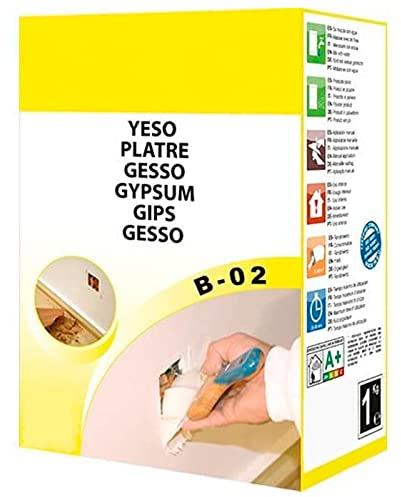 Tradineur - Yeso fino en polvo, sujeción de marcos, ventanas, cajas y tubos de conducción eléctrica, tapar agujeros, albañilería, reparaciones, 1 kg, modelo aleatorio