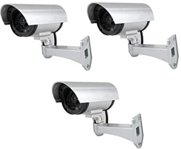 LEOFLA 3 Telecamere Finte Da Esterno Per Sorveglianza Luce Led Lampeggiante Infrarossi