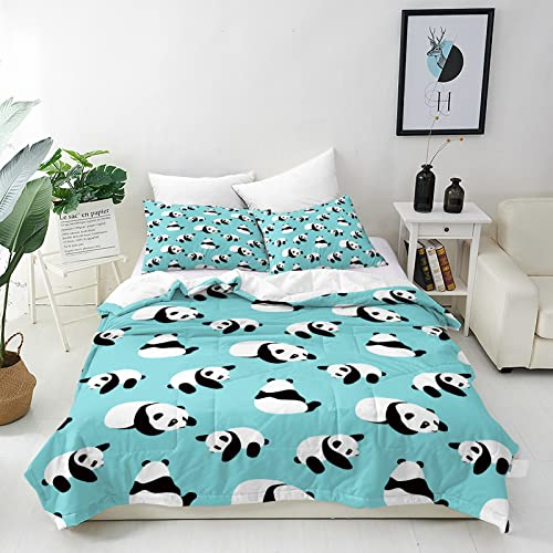 ANHOPE Nette Cartoon Tier Panda Bär Bettwäsche Set 3 Teilig Weich Bettbezug 135x200 cm & 2 Kissenbezug 50x70 cm Microfaser Bettbezüge Set mit Reißverschluss Bettdeckenbezug für Kinder Jungen Mädchen