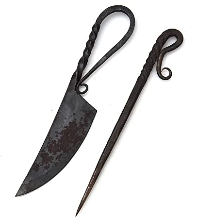 Mittelalter Messer mit Esspfriem +Scheide Wikinger Kelten handgeschmiedet 1017EA