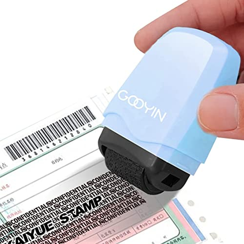 Rollstempel Datenschutz Breiter Nachfüllbar Selbstfärbend Sicherheit Datenschutzstempel für Identität Privatsphären Textschwärzer Code-Roller Camouflage für Anonymisierung (Blau)