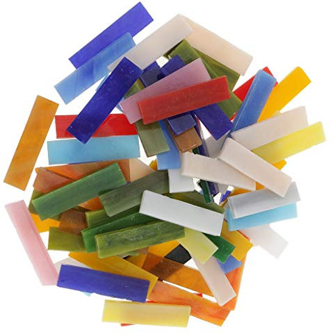 BANGHA Mosaik Steine,Mosaik Fliesen 100 stücke Rechteck Form Glas Mosaik Fliesen für Künste DIY Kids Crafts 10x40mm Für Tassen Platten Bilderrahmen Dekor
