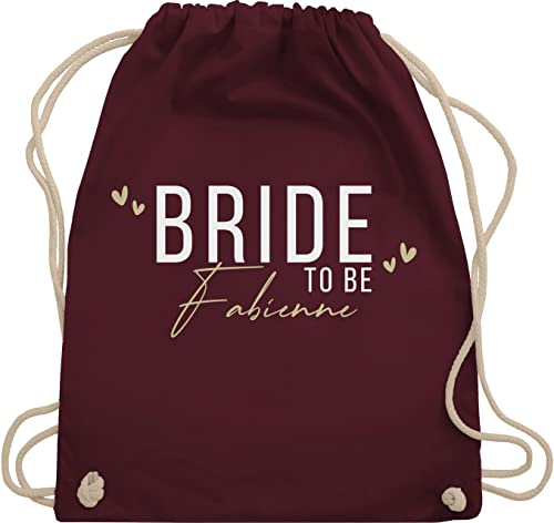 Turnbeutel Rucksack - JGA Junggesellenabschied - Bride To Be - Braut - Unisize - Bordeauxrot - baumwolle kordelzug bag frauen name tasche beutel stoffrucksack jungesellinnenabschied taschen