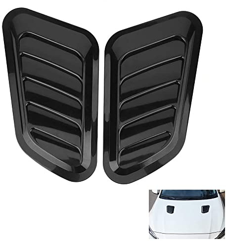 WeFoonLo bouchon d'admission d'air décoratif pour voiture capot universel scoop Body Kit, accessoires d'aération pour voitures et camions ABS autocollant extérieur brillant (Noir)