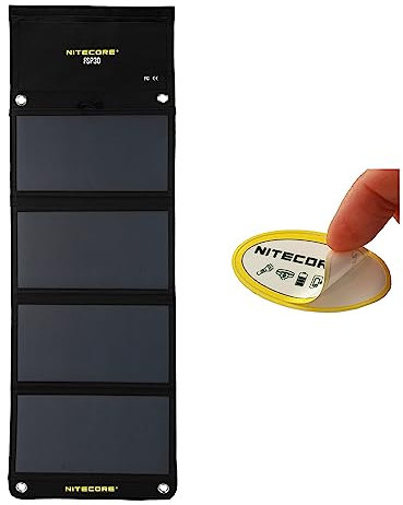 NITECORE FSP30 Chargeur solaire portable 30 W, USB-A et USB-C, 3 ports de sortie, haute efficacité, 4 panneaux pliables pour camping, randonnée, van, camping-car, voyage, compatible avec téléphones et