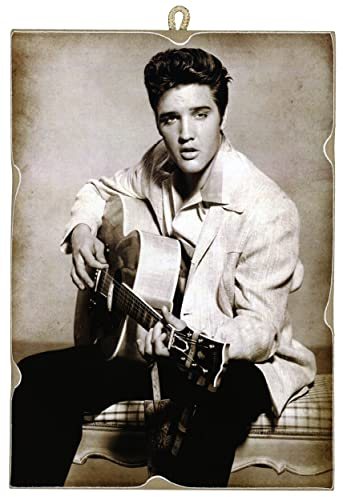 KUSTOM ART Bild im Vintage-Stil, Serie berühmter Hollywood-Schauspieler Elvis Presley, Kunstdruck auf Holz, 25 x 18 cm.