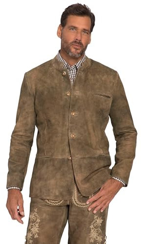 JP 1880 Hommes Grandes Tailles L-8XL Janker (Veste Traditionnelle Bavaroise), en Cuir suédé de chèvre - Jusqu'au 72 Mousse 60 797079332-60