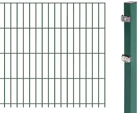 Alberts 641399 Doppelstabmattenzaun als Zaun-Komplettset | verschiedene Längen und Höhen | kunststoffbeschichtet, grün | Höhe 83 cm | Länge 2,5 m