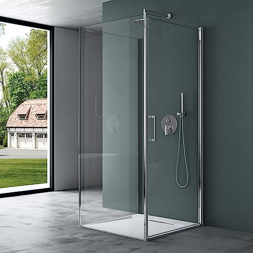 Mai & Mai Duschkabine U-Form Dusche Duschabtrennung BTH: 75x75x195cm ESG-Sicherheitsglas Klarglas mit Nano-Beschichtung Ravenna36UK