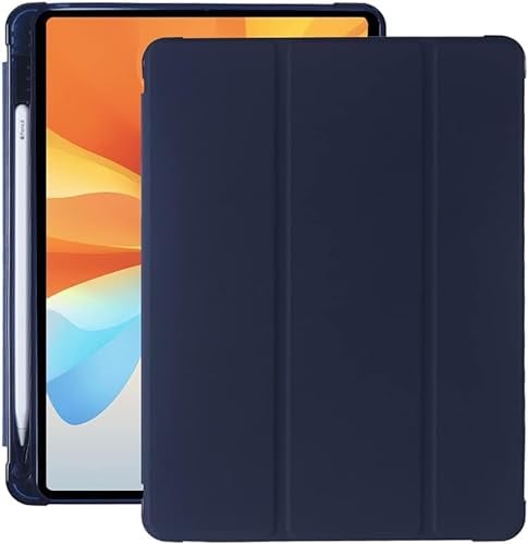 Amazon Marke - Hülle für iPad 10,2 Zoll 9./8./7. Gen (2021/2020/2019) - PU Leder Tasche Schutzhülle mit Transluzent Rücken Deckel & Stifthalter, Auto Schlaf/Wach, Marineblau