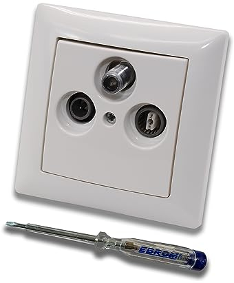 Busch Jäger SET: Unterputz 3-Loch Dose 47-2150 MHz, Enddose - Stichdose, Radio/TV/SAT-Kompatibilität. Inkl. BalanceSi alpinweiß 1fach Rahmen + Abdeckung + EBROM Phasenprüfer zur Montage des Geräts
