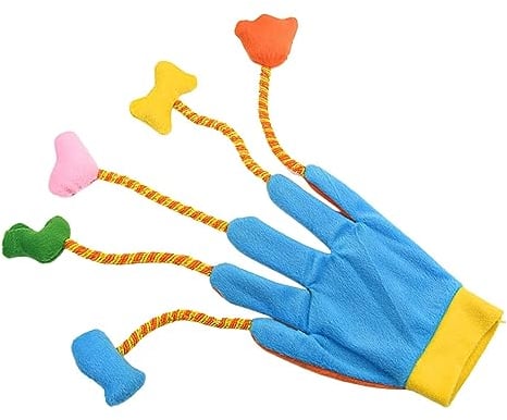 F Fityle Katzen-Teaser-Handschuhe, interaktives Katzenspielzeug, Haustier-Spielen, IQ-Verbesserung mit Glocke, lustiges Plüschspielzeug,