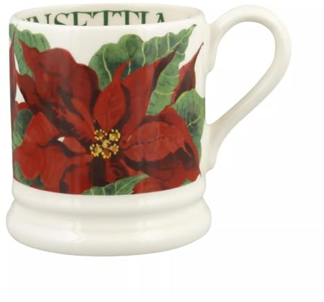 Emma Bridgewater Large Mug 1/2 Pint, Ceramic Coffee Cup Large -Cappuccino, Latte, Coffee, Tea Cup - Beautiful Mugs, Birthday Gift - Coffee Mug Poinsettia
