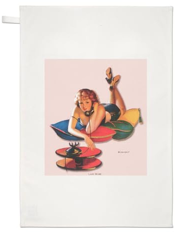 Geschirrtuch von Gil Elvgren, Reproduktionsdruck A Live Wire