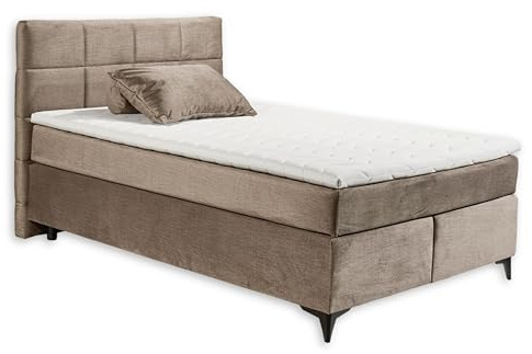 Stella Trading NAVARRA 6 Boxspringbett 140x200, Stone - Bequemes Doppelbett mit 7-Zonen-Federkern Matratze & Kaltschaum Topper - 143 x 113 x 210 cm (B/H/T)