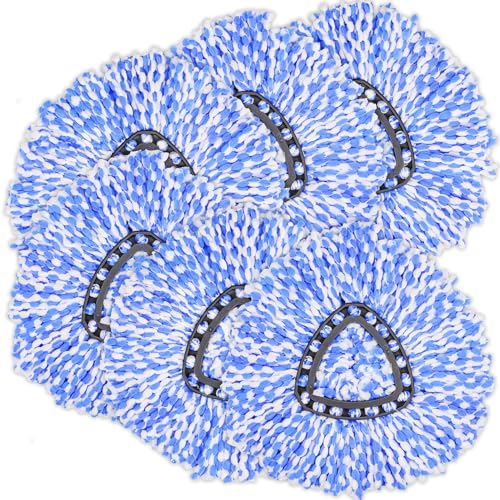 6 Pack Mop Head Replacement Compatible for vileda Triangle Swivel Mops - Mop heads replacement(BLUE)