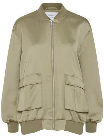 b.young BYESTO BOMBER JACKET Damen Übergangsjacke Kurzjacke Jacke glattes Futter Rundhals 96% Polyester, 4% Elasthan loose fit, Größe:42, Farbe:Aloe (170620)