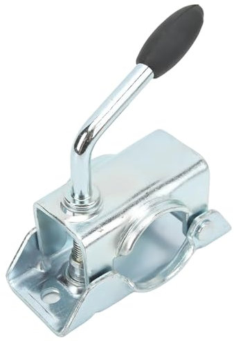 Heavy Duty Jack Wheel Split Clamp Support Mount for 48mm Pipe Diameter Rustproof Galvanized Iron Material, Quick Removal with Practical Function, Fit for Trailer RV