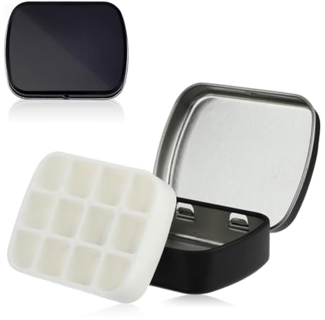 LEEQ 2pcs Paleta de Acuarela vacía de Metal - Mini Lata de Acuarela vacía con Tapa, Paleta de Pintura portátil, Bandeja de Acuarela de Viaje, Bandeja de Pintura pequeña, contenedores de Paleta para