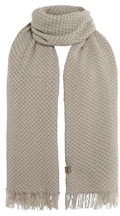 KNIT FACTORY - Astre Sommerschal für Damen - Sommerschal - Frühlingsschal - Leichter Schal Damen - XXL Schal - Baumwollschal - Ecru/Antraciet - 200x90 cm
