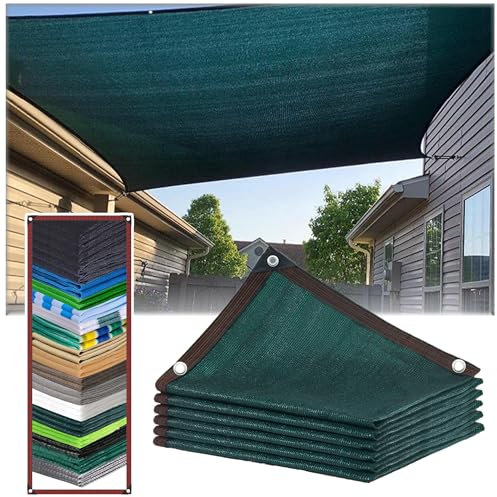 SSFMSF Telo Ombreggiante Con Occhiellato Protezione Raggi UV 90% Rete Telo Ombra Tenda da Sole Privacy per Giardino, Pollaio, Serra, Balcone, Posto Auto Coperto. (Verde Scuro | 1 * 1m)