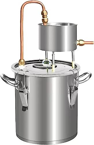 Home Moonshine Still Distiller 12L/20L/33L Stainless Steel Still, Moonshine Still Boiler, with Copper Cooling Pipe and Build-in Thermometer, for Home Brewing DIY Whisky Wine Brandy Making (Size : 20L