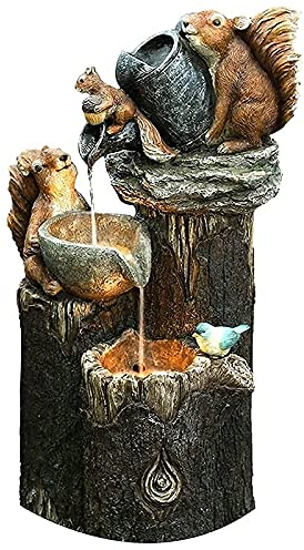 Barturry Harz Enten Familien Terrassen Brunnen Garten Dekoration, Tier Garten Harz Statue für Landschaft Garten Design im Freien,B