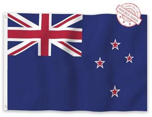 Aoihrraan New Zealand Flag 180x300cm Double Sided New Zealander Flags Banner Für Outdoor-Feierlichkeiten Haus Garten Veranda Party Dekoration Fahnen Mit 2 Stabilen Ösen Präzision Maschine Genäht