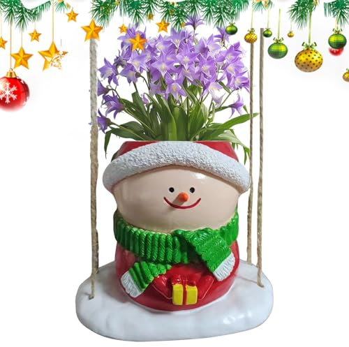 Pots De Jardinières De Noël Festifs – Pot De Fleurs De Bonhomme De Neige En Résine De Noël | Décoration De Jardinière En Forme De Visage De Bonhomme De Neige Pour Balcon, Espace De Travail, Jardin, Co