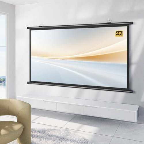 GSKDZG 40 50 60 Projector Screen Wall Mounted Home Theater Projection Screen 4K HD Manual Movie Screen For Indoor Outdoor Portable Projector Movie Screen(30 Inch 4:3)