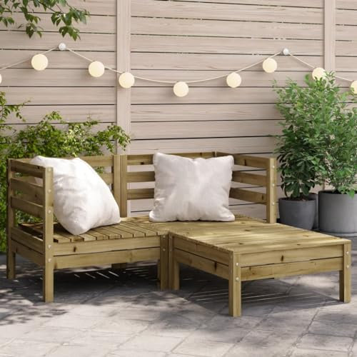 NQJIBUE Gartensofa 2-Sitzer mit Fußhocker imprägniertes Holz Kiefer