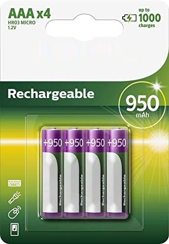 Philips R03B4A95/10 AAA-Batterien, 1,2 V, 4 Stück, ideal für Geräte, die zuverlässige und langlebige Energie benötigen, perfekt für den täglichen Gebrauch.