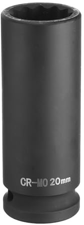 sourcing map 12-Point Deep Impact Socket 1/2 Inch Drive 20mm Metric Chrome Molybdenum Alloy Steel Spindle Axle Nut Impact Socket