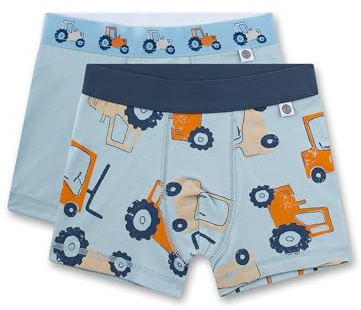 Sanetta Jungen-Hipshorts (Doppelpack) blau Traktor | Hochwertige und nachhaltige Unterhose für Jungen aus Baumwoll-Mix.