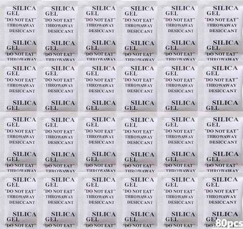 Caiyloxn Silica Gel Beutel 5g x 80 Stück Silica Kugeln Trockenmittel Silica Gel Regenerierbar Lebensmittelqualität Luftentfeuchter für Entfeuchtung von Safes, Möbeln, Kleidung, Schuhen
