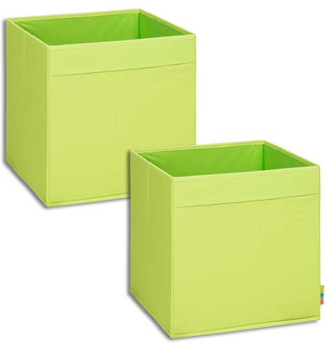Storanda | 2er Set Aufbewahrungsbox Regal | Faltbare & Extra Stabile Kallax Boxen Aufbewahrung | Aufbewahrungskorb Regalbox für Würfelregal | Ideal für Zuhause & Kinderzimmer | 33x33x33 cm | Apfelgrün