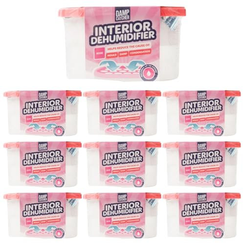 Damp Catcher Interior Disposable Dehumidifier for Home 400ml Moisture Absorber Dehumidifiers for Mould, Kitchen, Wardrobe, Bedroom, Caravan, Office, Garage, Bathroom Mini Condensation Absorb 10 Packs
