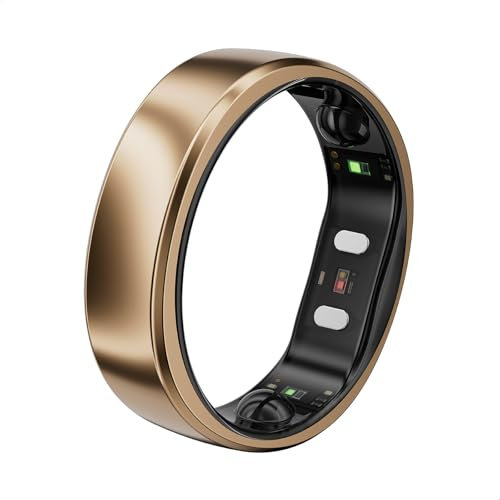 RingConn Gen 2 Air, Ultra-schmaler AI-Smart Ring, 10-Tage Akkulaufzeit, Schlaf/Stress/HR-Tracker, Smartringe für Herren & Männer, IP68 wasserdichtes, kompatibel mit iOS & Android (Dune Gold, 7)