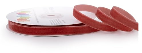 Samtband 10mm x 10m Rolle - FARBAUSWAHL in 3/6/10/16/22/25/50mm - farbecht & waschbar - Schleifenband zum Nähen - Geschenkband zum Verpacken Dekorieren Basteln - Terrakotta 780