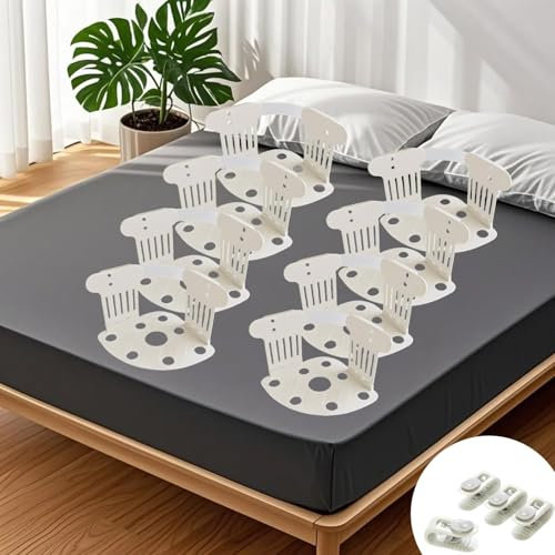 StyBtt 8 Piezas Sujeta Sabanas Bajeras, Nuevo Soporte para Sabanas con Tiras, Bed Sheet Holder, Bed Sheet Lock, con Fijadores de Esquinas para Edredones (Blanco)