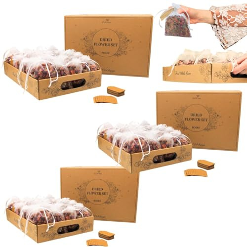 CULTIVEA® 3 x 36 Beutel Natürliche Trockenblumen - Rosen - für Hochzeit, Geburtstag, Party - Hochzeitsdeko - Konfetti - Kerzen und Harze - Getrocknete Rosenblätter (36)