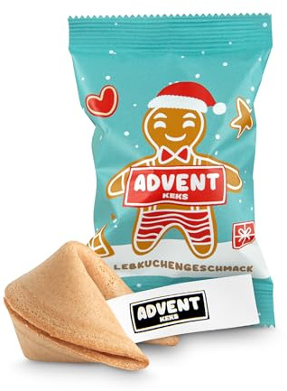 Glückskekse Weihnachten Adventskalender Füllung 30 Glückskekse für Adventskalender zum Befüllen, mit Lebkuchengeschmack, in der Tüte, Nikolaus Geschenk, Wichteln Geschenk, Geschenkverpackung