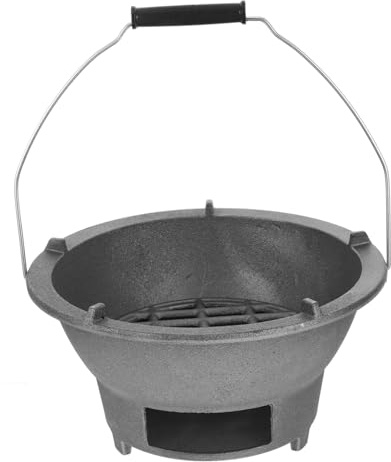 Didiseaon Réchaud En Fonte Robuste Pour Cuisson Au Charbon De Bois – Grand Format Grille Intérieure Et Poignée – Barbecue Portable Pour Camping, La Cuisine Extérieure Et Table De Cuisson