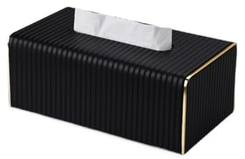 Modern Leichte Luxus-Tissue-Box aus Leder for Wohnzimmer, Couchtisch, kreativer rechteckiger Serviettenspender for das Gesicht Tischplatte(Schwarz)