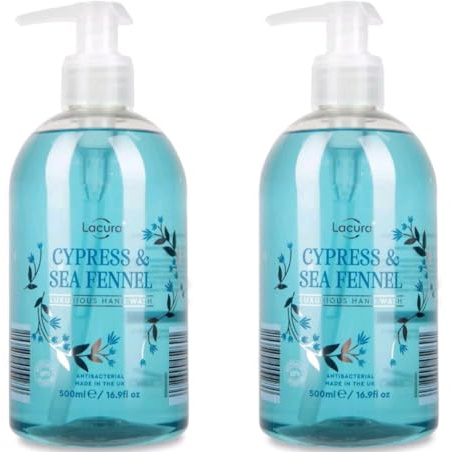 Bizzal Lacura Cypress & Sea Fennel Luxurious Antibacterial Hand Wash, 500ml, Twin Pack, Made in UK