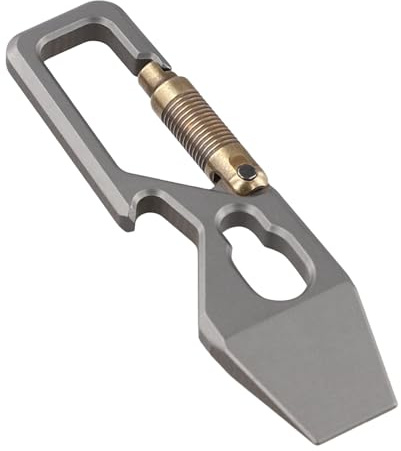 QOXEZY Portable Titanium Carabiner Keychain with Multi-Tool for Camping and Hiking, Includes Bottle Opener and Wrench, Silver