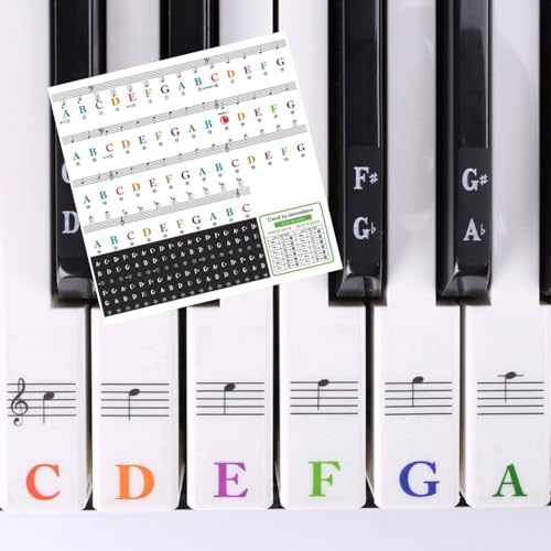 Klavier Keyboard Noten Aufkleber für 88/76/61/54/49/37, Klavier Keyboard Aufkleber, Weiße und Schwarze Tasten, für Keyboards Piano Lernen Anfänger