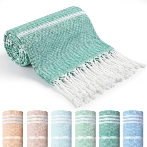 Nuenen 6er Set Hamamtuch Saunahandtuch 90 x 180 cm Leichtes Schnell Trocknendes Strandtuch aus Baumwolle Platzsparend für Reise Sauna Yoga Urlaub Weich Stilvoll (Morandi)